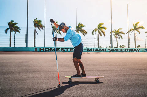 Leonard Leffler land paddle longboard hamboard skate pole push