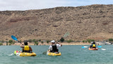 Two FeelFree Juntos make their way back to shore piloted by novice paddlers who quickly became comfortable with basic kayak control and the inherent stability of the Juntos. Quail Creek State Park - Hurricane, Utah.
